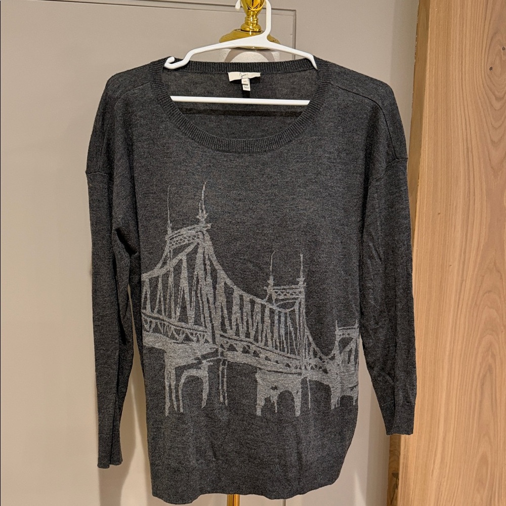 Joie Charcoal Sweater with Bridge Motif